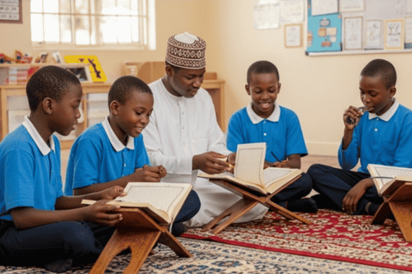 School Life & Activities - Students engaged in daily school activities at Ahmad Ben Musa Academy